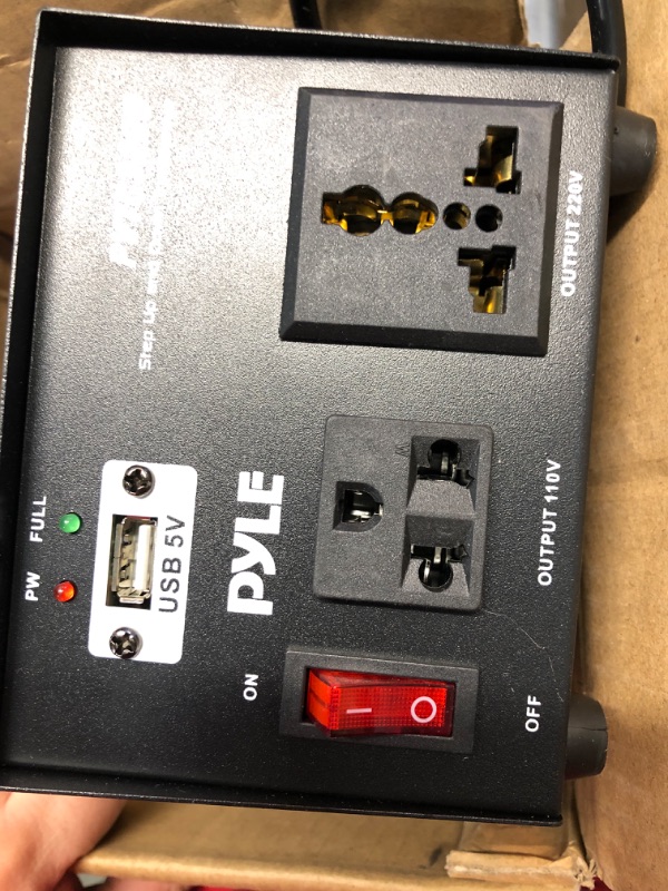 Photo 2 of Pyle PVTC320U Universal Portable 3 Outlet Step Up and Step Down 500 Watt Power Supply Voltage Converter with USB Outlet and European Converter Plug