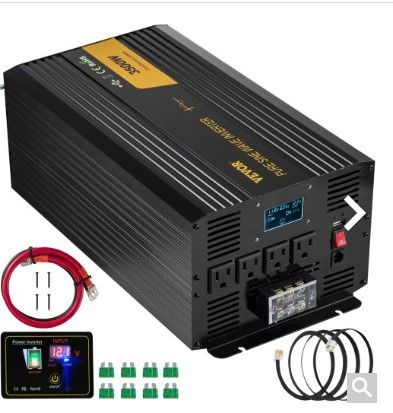 Photo 1 of VEVOR Pure Sine Wave Inverter 3500 Watt Power Inverter, DC 12V to AC 120V Car Inverter, with USB Port LCD Display Remote Controller and AC Outlets (GFCI), for RV Truck Car Solar System Travel Camping
