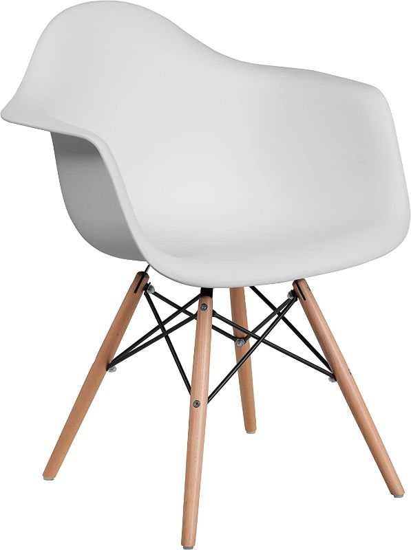 Photo 1 of 2PCK SOF Flash Furniture Alonza Series White Plastic Chair with Wooden Legs
