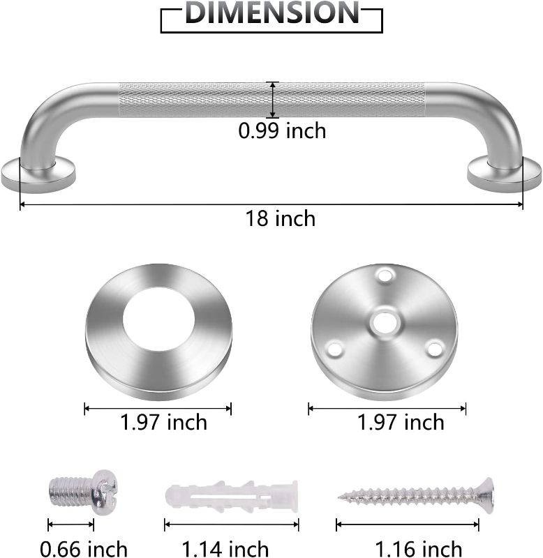 Photo 1 of  18 Inch Grab Bars for Bathtubs and Showers, Anti Slip Shower Grab Bars Stainless Steel Shower Handle Handicap Elderly Senior Assist Bathroom Saft Handle