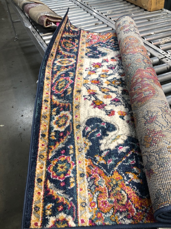 Photo 2 of 4'x6' Rectangle Loomed Floral Area Rug Blue - JONATHAN Y