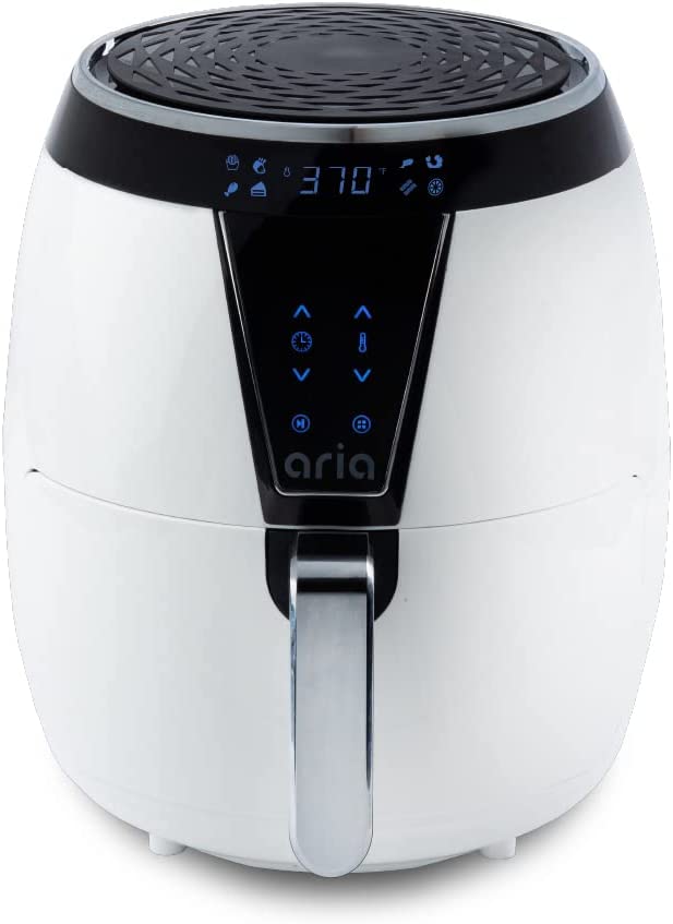 Photo 1 of Aria Teflon-Free 5 Qt. Ceramic Air Fryer with Recipe Book, White
