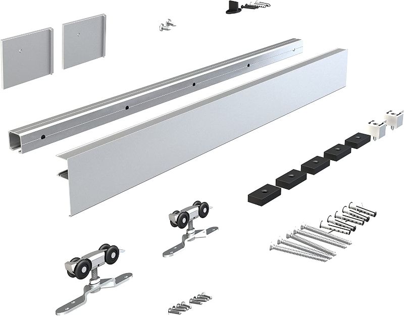 Photo 1 of JUBEST 6FT Barn Door Sliding Hardware Track Kit, Aluminium Alloy Box Rail Hardware for Classic Modern Interior Single Wooden Door 