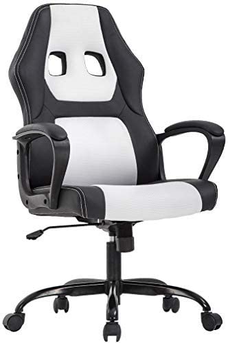 Photo 1 of Racing Home Office Chair, Ergonomic Executive PU Gaming Chair, Rolling Metal Base Swivel Desk Chairs with Arms Lumbar Support Computer Chair for Women,Men(BLACK)

