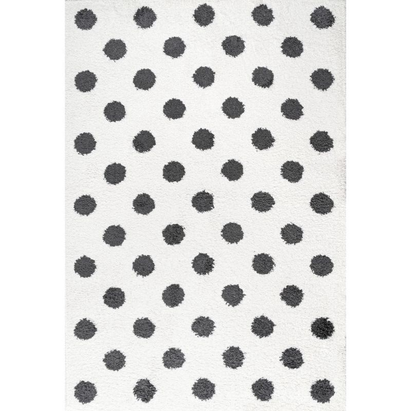 Photo 1 of 8 X10 Pere Modern Charcoal Dot Shag Area Rug White/Black - JONATHAN Y
