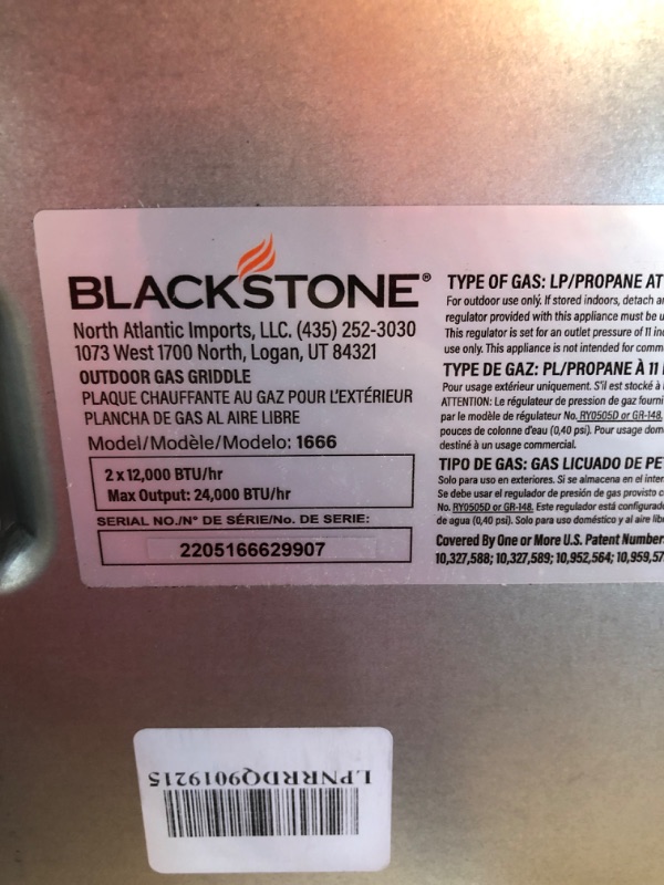 Photo 4 of ***MISSING COMPONENTS*** Blackstone Tabletop Griddle, 1666, Heavy Duty Flat Top Griddle Grill Station for Camping, Camp, Outdoor, Tailgating, Tabletop – Stainless Steel Griddle with Knobs & Ignition, Black, 22 inch 22 Inch Griddle 22" without Hood (Rear G