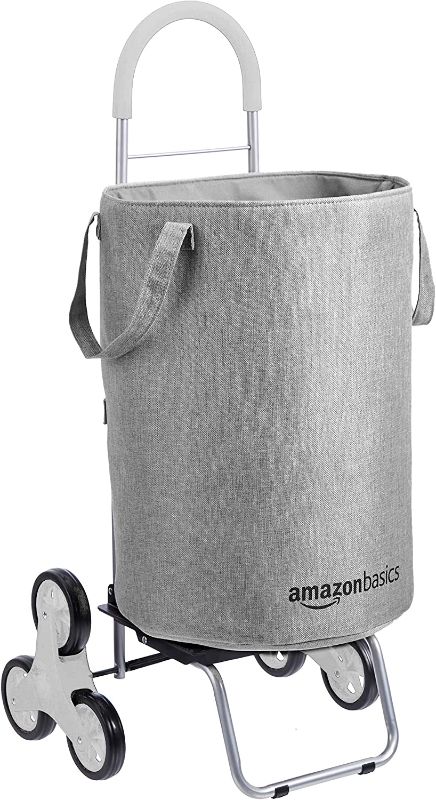 Photo 1 of Amazon Basics Stair Climber Rolling Laundry Hamper Converts into Dolly, 38 inch Handle Height, Grey
