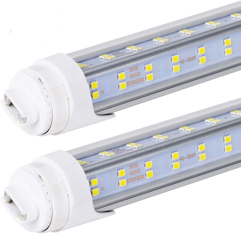 Photo 1 of 10 PCS-T8 T10 T12 LED Tube Light, 8 Foot , 100W Rotate V Shaped, R17D/HO 8FT LED Bulb ,6000K Cold White, 14500LM, Clear Cover, (Replacement for F96T12/CW/HO 150W), Ballast Bypass,Dual-End Powered,
