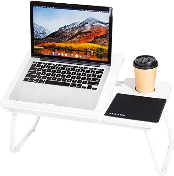 Photo 1 of Adjustable Laptop Bed - Tray Desk for Notebook Stand Desk, Portable Lap Table Desk (Cream White)
