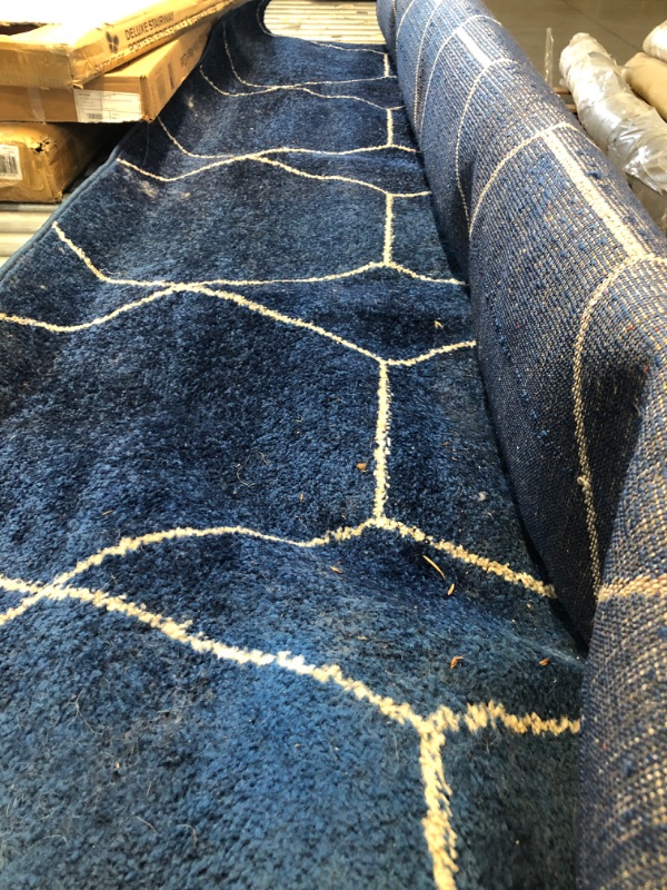 Photo 1 of 7'6X9'6 BLUE PATTERN AREA RUG