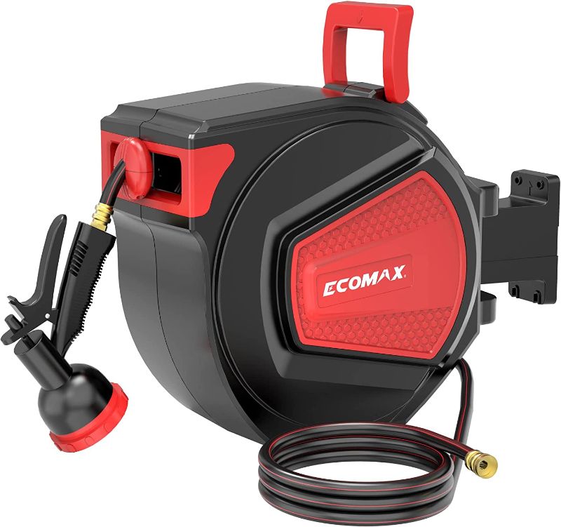 Photo 1 of 
Ecomax ELG09 1/2in. x 100ft Retractable Garden Hose Reel, Heavy Duty Water Hose Reels,