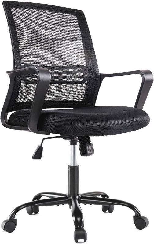 Photo 1 of Office Chair Ergonomic Desk Chair Home Office Desk Chairs with Wheels Computer Chair Mid Back Task Chair with Armrests Lumbar Support, Black