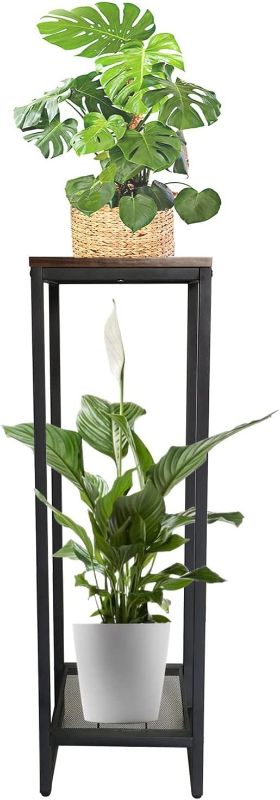 Photo 1 of 37 inches Tall Modern Plant Stand Rack with Removable Metal Mesh, 2 Tier Plant Shelves Indoor, Square Plant Tables for Living Room Balcony Garden (Style B3 )
