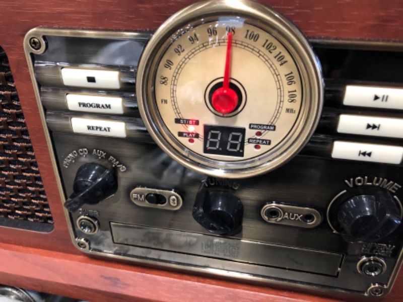 Photo 3 of TESTED POWERS ON*
Victrola Nostalgic 6-in-1 Bluetooth Record Player and Multimedia Center with Built-in Speakers - 3-Speed Turntable