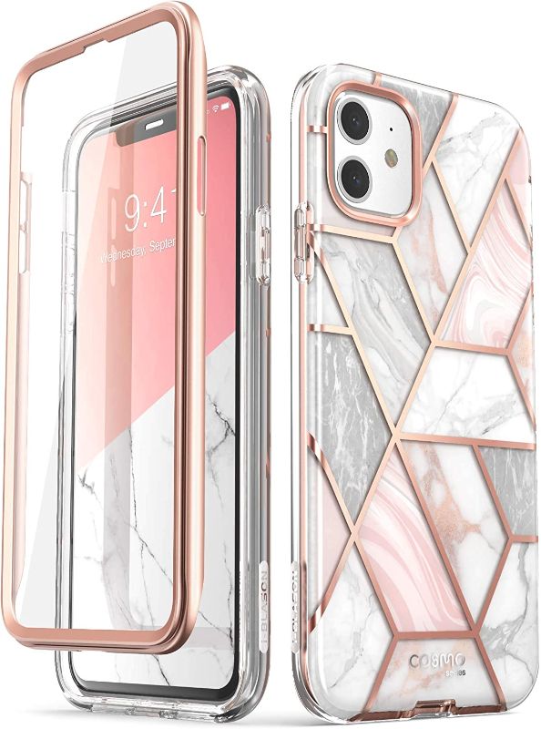 Photo 1 of i-Blason Cosmo Series Case for iPhone 11 (2019 Release), Slim Full-Body Stylish Protective Case with Built-in Screen Protector, Marble, 6.1''
