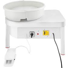 Photo 1 of 14 in. White Pottery Wheel 450-Watt Electric Ceramic Work Clay Forming Machine for Adult with Foot Pedal and ABS Basin
