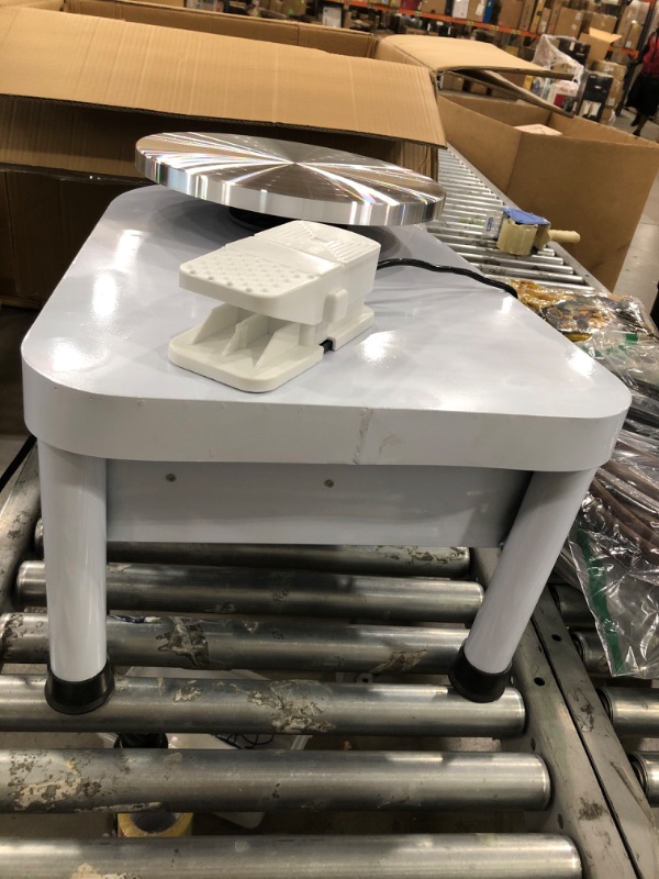 Photo 4 of 14 in. White Pottery Wheel 450-Watt Electric Ceramic Work Clay Forming Machine for Adult with Foot Pedal and ABS Basin
