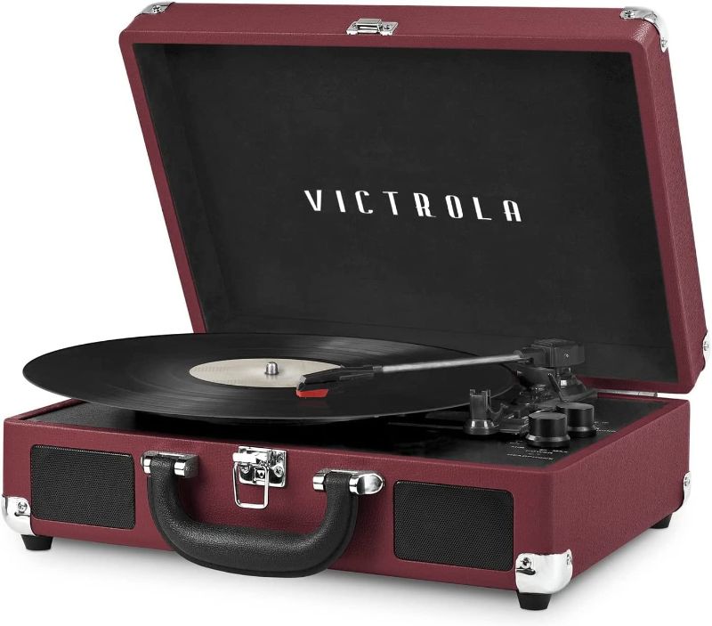 Photo 1 of Victrola Vintage 3-Speed Bluetooth Portable Suitcase Record Player with Built-in Speakers | Upgraded Turntable Audio Sound| Includes Extra Stylus | Marsala (VSC-550BT-ML)
