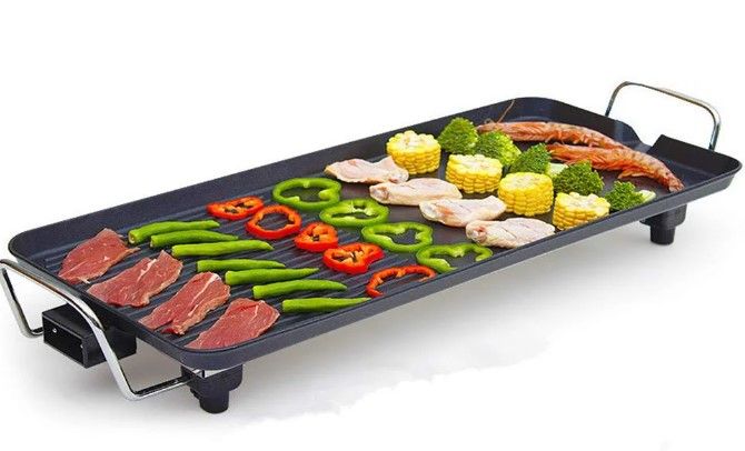 Photo 1 of ** BENT** Electric Griddle Grill, Family Indoor BBQ, waterproof Smokeless Coated Non-Stick Griddle Pan, 5-Level Control with Adjustab le Temperature, for Camping Indoor Outdoor Parties (48CM*28CM)
