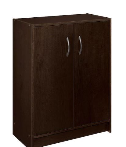 Photo 1 of 32 in. H x 24 in. W x 12 in. D Espresso Wood Look 2-Door Stackable Storage Organizer
