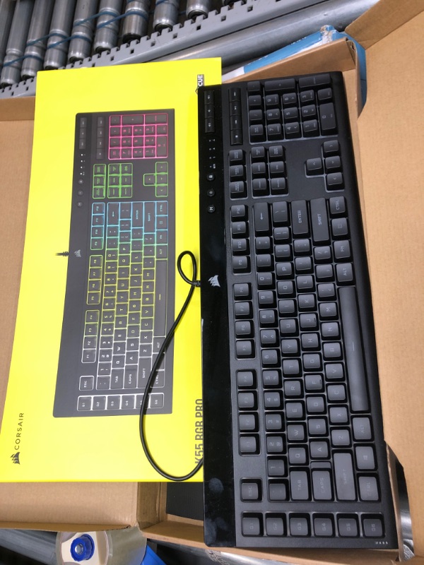 Photo 2 of CORSAIR K55 RGB PRO-Dynamic RGB Backlighting - Six Macro Keys with Elgato Stream Deck Software Integration-IP42 Dust and Spill Resistant-Detachable Palm Rest-Dedicated Media and Volume Keys, Black
