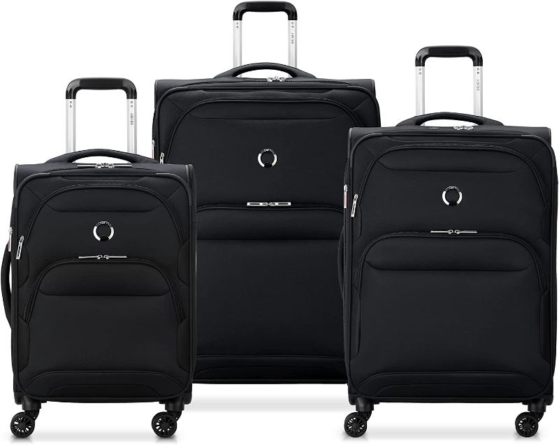 Photo 1 of DELSEY Paris Sky Max 2.0 Softside Expandable Luggage with Spinner Wheels, Black, 3 Piece Set
