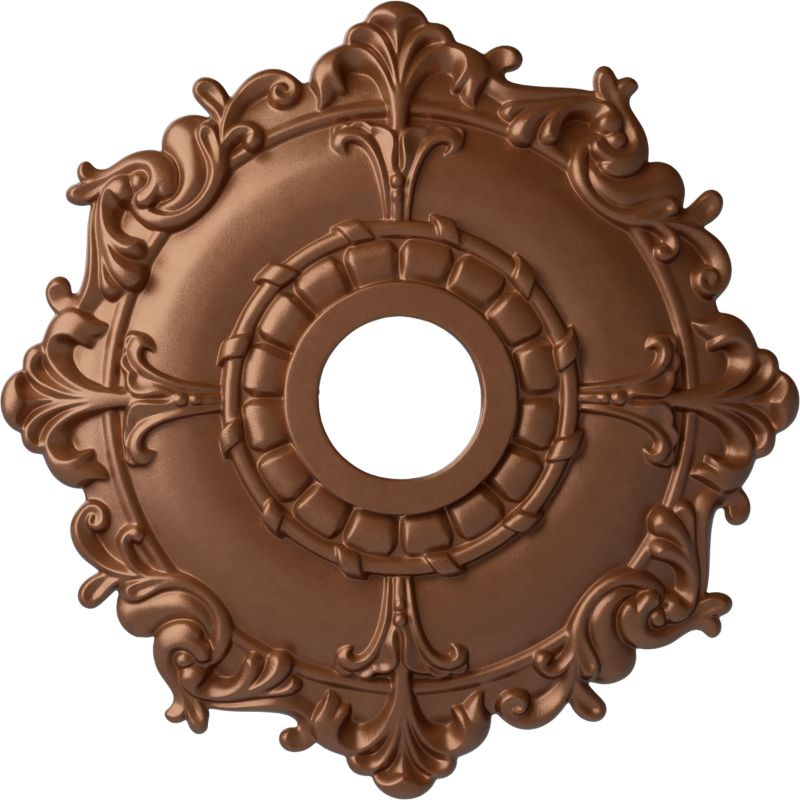 Photo 1 of 18"OD X 3 1/2"ID X 1 1/2"P RILEY CEILING MEDALLION (FITS CANOPIES UP TO 4 5/8"), HAND-PAINTED POLISHED COPPER