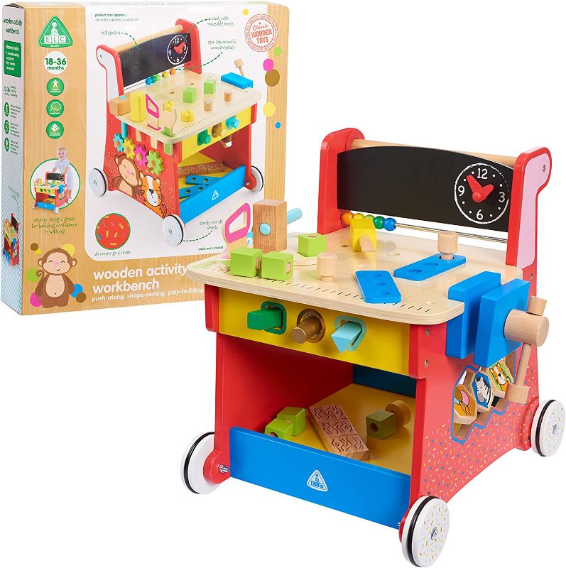 Photo 1 of Early Learning Centre Wooden Activity Workbench, Imaginative Play, Hand Eye Coordination, Physical Development, Toys for Ages 18-36 Months, Amazon Exclusive, by Just Play
