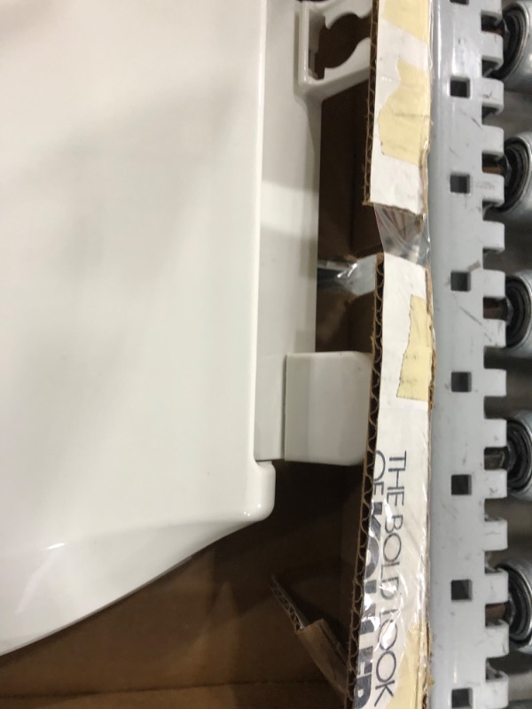 Photo 5 of **parts only, damaged, missing hardware**
Kohler 4636-0 Cachet Quiet-Close with Grip-Tight Elongated Toilet Seat - White