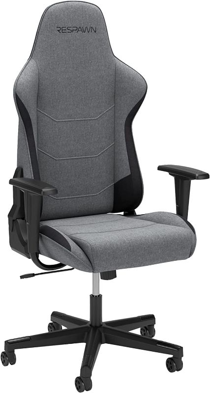 Photo 1 of **USED, PARTS ONLY**
RESPAWN 110 Fabric Gaming Chair Ergonomic Racing Style High Back PC Computer Desk Office Chair - 360 Swivel, Integrated Headrest, 135 Degree Recline Adjustable Tilt Tension Angle Lock - 2023 Grey
