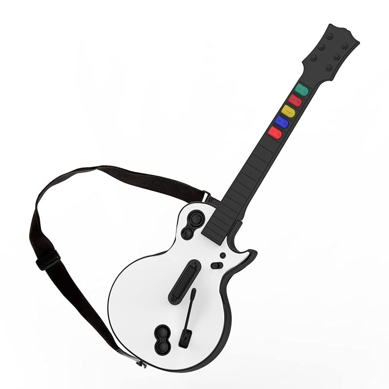 Photo 1 of DOYO Guitar Hero Guitar for PlayStation 3 and PC, Wireless White Guitar Controller with Strap for Clone Hero, Rock Band and Guitar Hero Games (5 Buttons)
