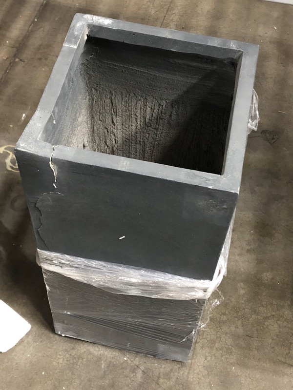 Photo 1 of *CRACKED, VIEW PHOTOS**
KANTE 11-in W x 24-in H Charcoal Concrete Planter