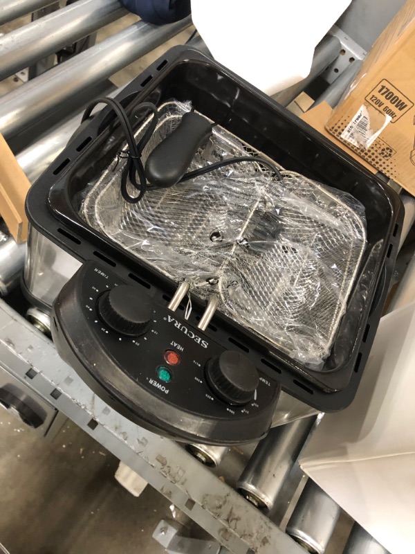 Photo 4 of **OPENED**
Secura 1700-Watt Stainless-Steel Triple Basket Electric Deep Fryer with Timer Free Extra Odor Filter, 4L/17-Cup
