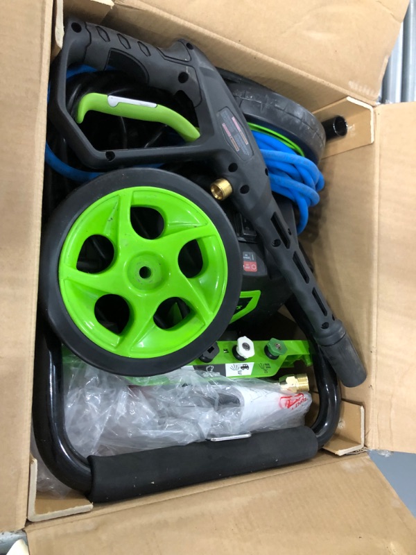 Photo 2 of **opened**
Greenworks Pressure Washers; Type: Cold ; Water Type: Cold ; Engine Power Type: Electric ; Power Type: Electric ; Duty Level: Medium ; Amperage
