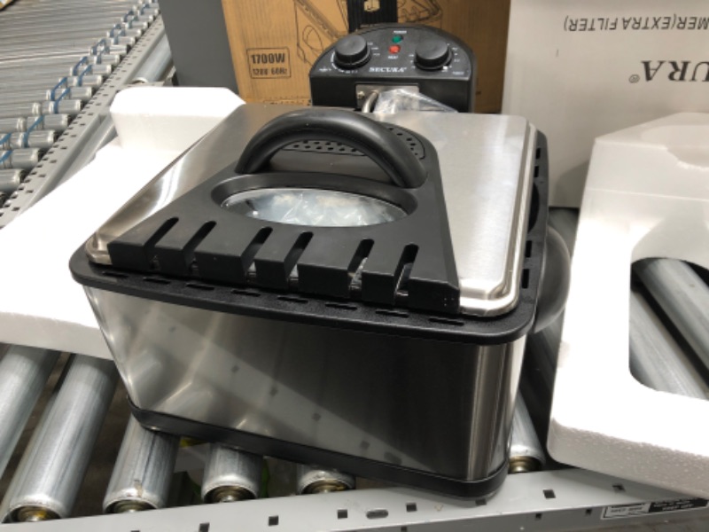 Photo 1 of Secura 1700-Watt Stainless-Steel Triple Basket Electric Deep Fryer with Timer Free Extra Odor Filter, 4L/17-Cup
