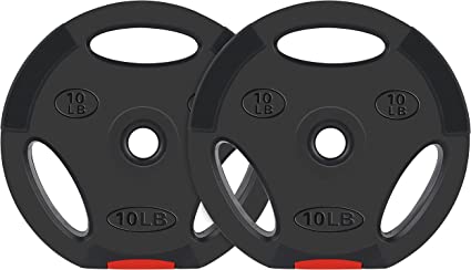 Photo 1 of BalanceFrom Vinyl Standard 1-Inch Plate Weight Plate for Strength Training, Weightlifting and Crossfit, Pair or Set with Barbell
