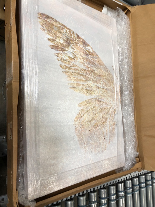 Photo 2 of ****incomplete****  Animals 'Golden Butterfly Glimmer Two Piece' Insects by Oliver Gal | White, Gold 2 Panel Wall Art | Canvas Wall Art | Ready to Hang Home Décor
