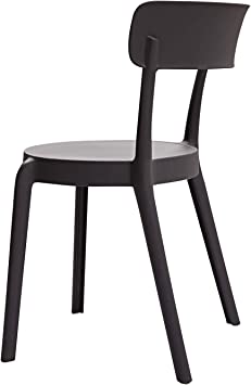 Photo 1 of *DAMAGED* Amazon Basics Dark Grey, Armless Bistro Dining Chair-Set of 2, Premium Plastic
