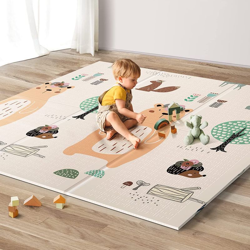 Photo 1 of Baby Play Mat, Foldable Baby Mat for Floor, Reversible 59" x 59" Large Foam Crawling Playmat for Infants Babies, and Toddlers, Play & Tummy Time BPA Free Thick Foam Play Mat, with Travel Bag
