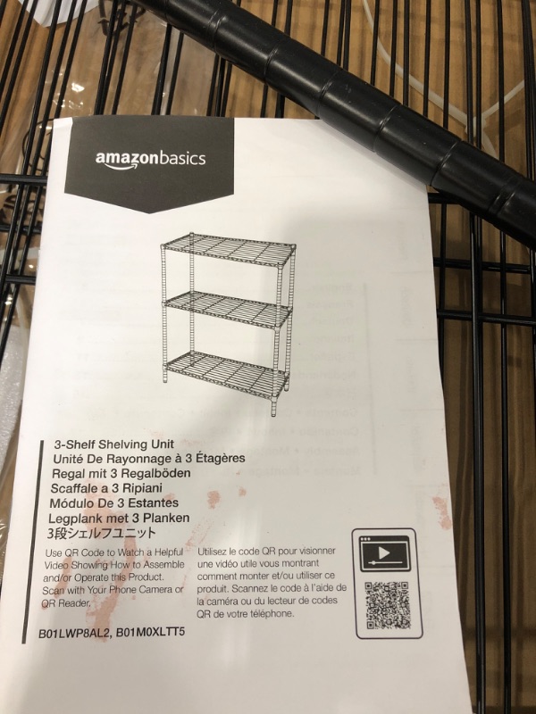 Photo 3 of Amazon Basics 3-Shelf Adjustable, Heavy Duty Storage Shelving Unit (250 lbs loading capacity per shelf), Steel Organizer Wire Rack, Black (23.3L x 13.4W x 30H)
