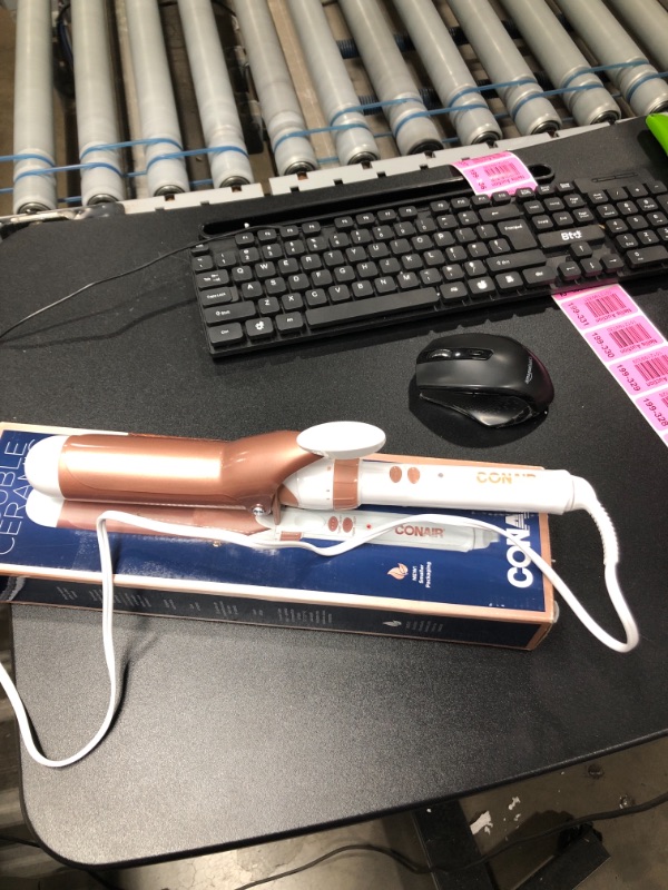Photo 2 of ** TESTED** Conair Double Ceramic Curling Iron; 1 1/2-Inch Curling Iron; White/Rose Gold