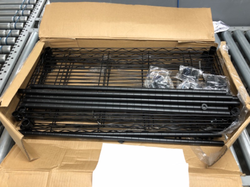 Photo 1 of Amazon Basics 5-Shelf Adjustable, Heavy Duty Storage Shelving Unit (350 lbs loading capacity per shelf), Steel Organizer Wire Rack, Black (36L x 14W x 72H)
