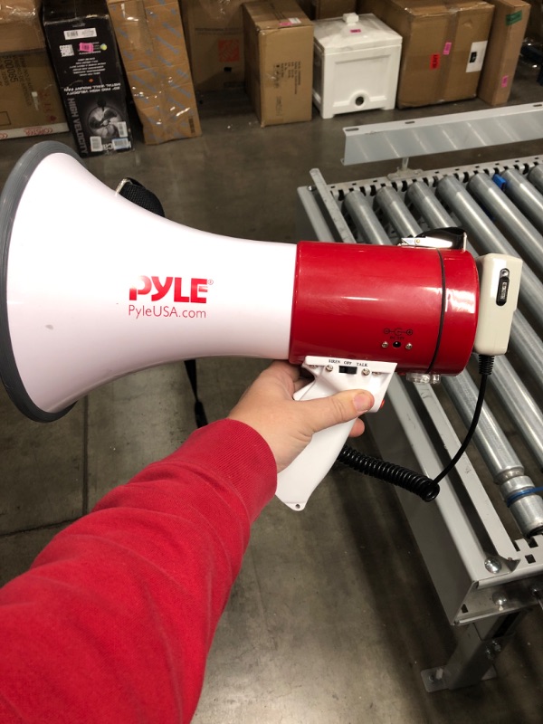 Photo 1 of PARTS ONLY - PylePro PMP50 50 Watt 1,200 Yard Sound Range Portable Bullhorn Megaphone Speaker with Built In MP3 Input Jack and Loud Siren Alarm, Red