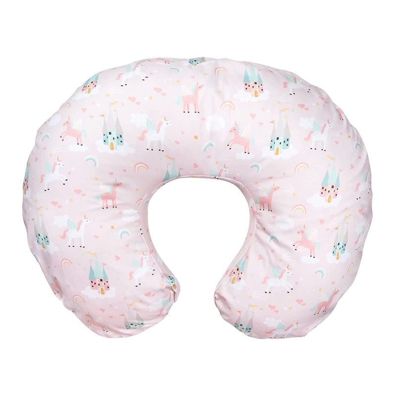 Photo 1 of Boppy Nursing Pillow Cover—Original | Pink Unicorns and Castles | Cotton Blend Fabric | Fits Boppy Bare Naked, Original and Luxe Breastfeeding Pillow | Awake Time Only