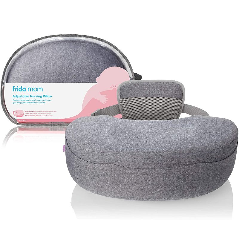 Photo 1 of Frida Mom Adjustable Nursing Pillow - Customizable Breastfeeding Pillow for Mom + Baby Comfort with Back Support, Adjustable Wrap Around Waist Strap, Pockets for Heat Relief