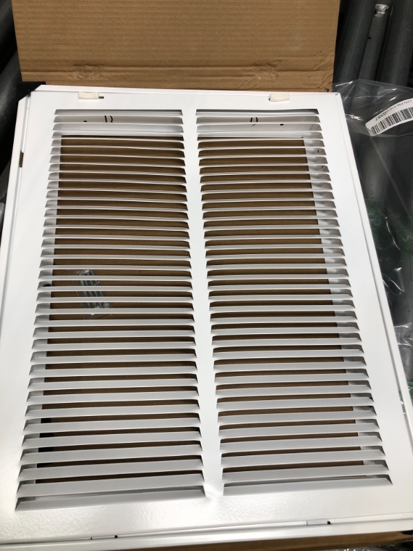Photo 2 of 14"W x 20"H [Duct Opening Measurements] Steel Return Air Grille (HD Series) Vent Cover Grill for Sidewall and Ceiling, White | Outer Dimensions: 15.75"W X 21.75"H for 14x20 Duct Opening
