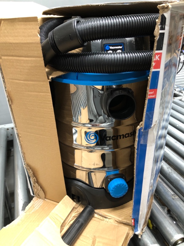 Photo 1 of Vacmaster, VQ607SFD, 6 Gallon 3 Peak HP Stainless Steel Wet/Dry Shop Vacuum & Standard Cartridge Filter & Retainer for Use with 5 to 16 Gallon Wet/Dry Vacs
