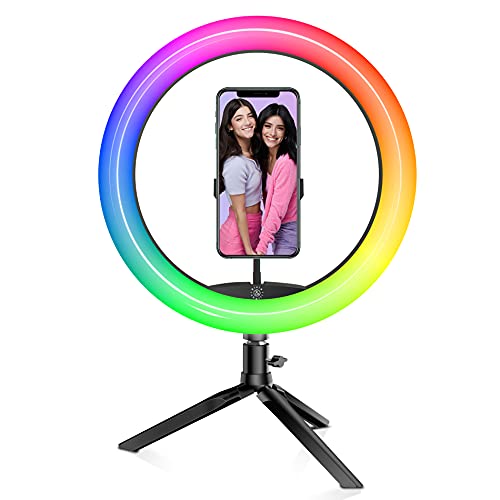 Photo 1 of Dixie & Charli 10" Color LED Ring Light Cell Phone Holder Table Stand and Wireless Remote Control
