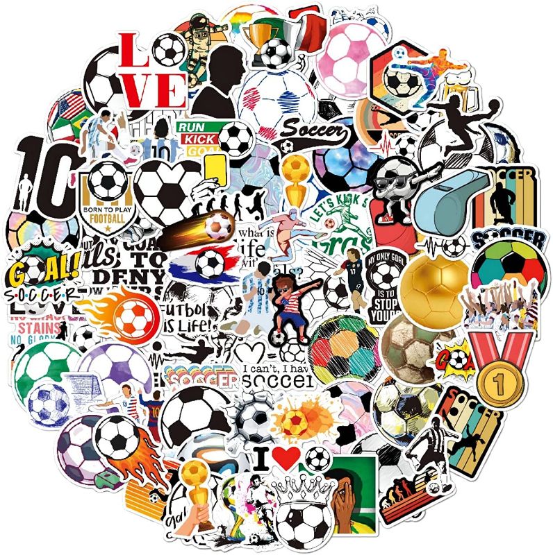 Photo 1 of 
100pcs Soccer Stickers for Teens Kids, Waterproof Vinyl Soccer Stickers & Decals for Motorcycles, Skateboards, Helmet, Luggage Cases, Laptops, Water Bottles (Soccer)