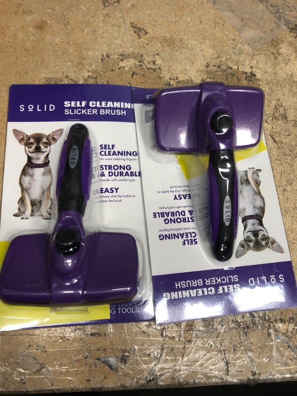 Photo 2 of 2 PCS BUNDLE
Pet Slicker Brush - Dog & Cat Brush for Shedding & Grooming - Dematting & Detangling Self-Cleaning Brushes for Dogs, Cats & Pets Purple